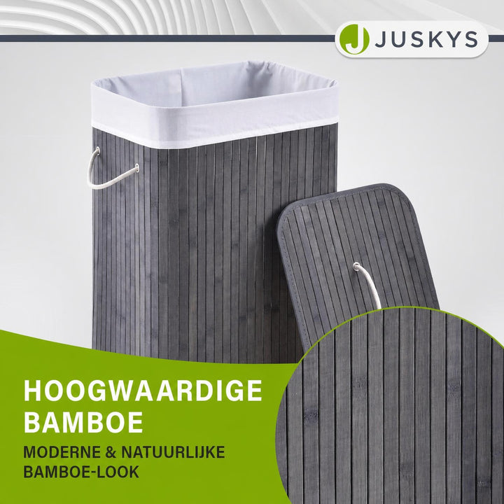 Bamboe wasmand Curly – 72 liter, met deksel en waszak