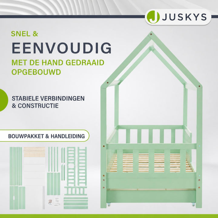 Kinderbed Marli 90x200 cm met bedlade – huisbed, wit