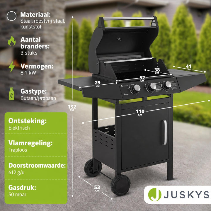 Gasbarbecue Louisiana – 3 branders, inclusief beschermhoes