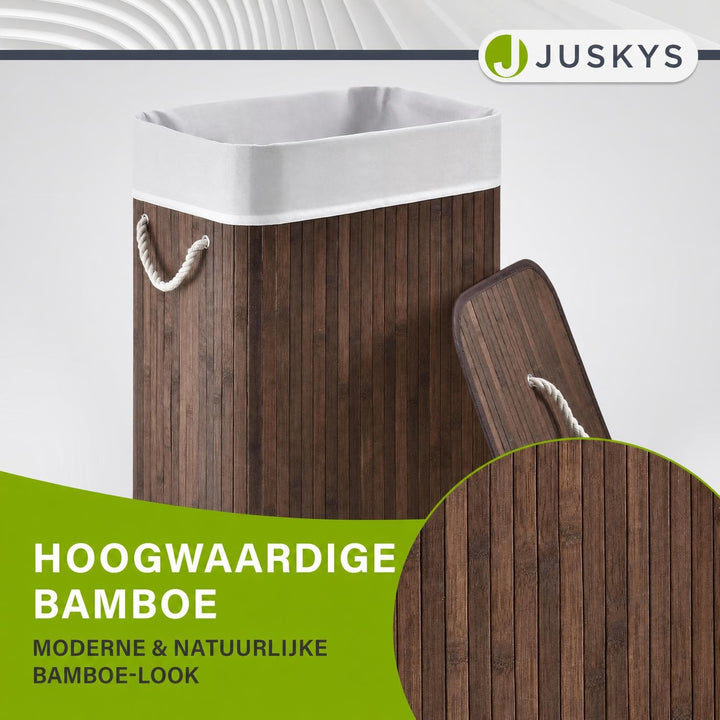 Bamboe wasmand Curly – 72 liter, met deksel en waszak