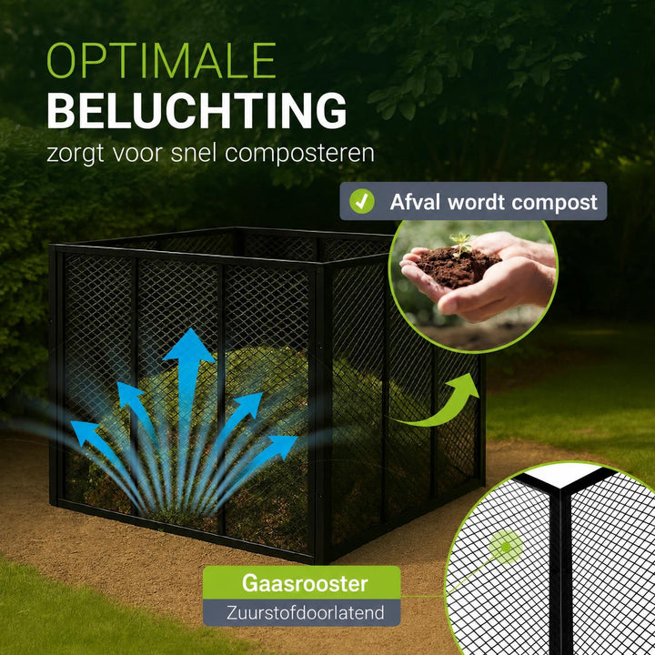 Metalen compostbak – 450 of 800 liter, voor tuin- en keukenafval