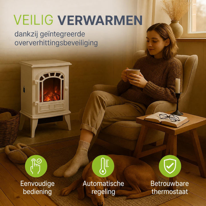 Elektrische haard 2000 W – vlameffect, 2 verwarmingsstanden