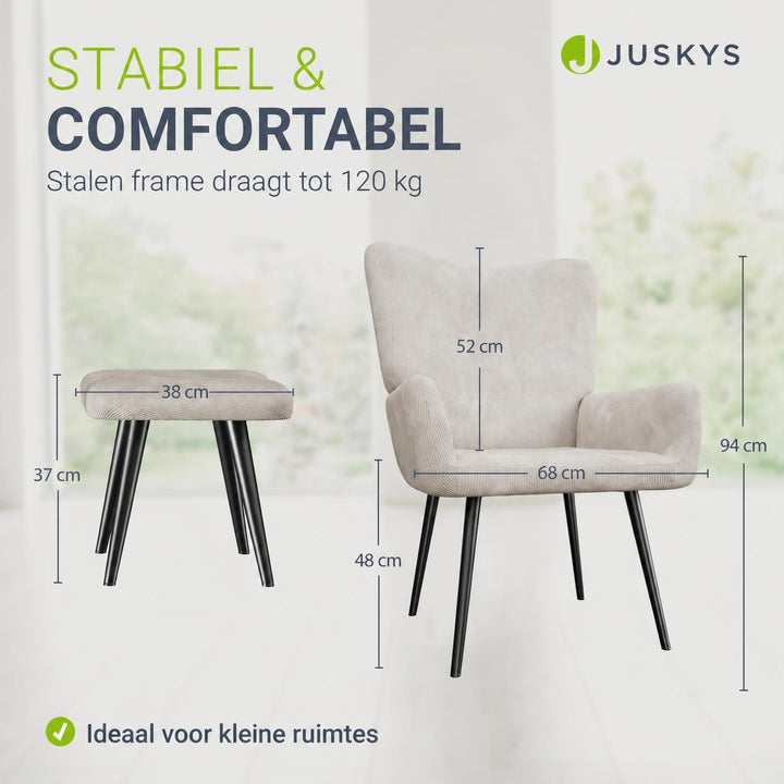 Oorfauteuil Odense – met of zonder voetenbank, tot 120 kg
