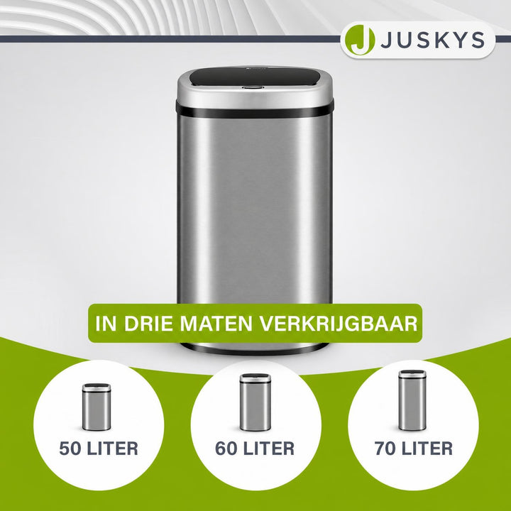 Sensor prullenbak 50 liter – rechthoekig, automatisch deksel