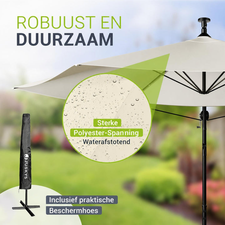 Zweefparasol Brazil 350 cm – met ledverlichting en voet