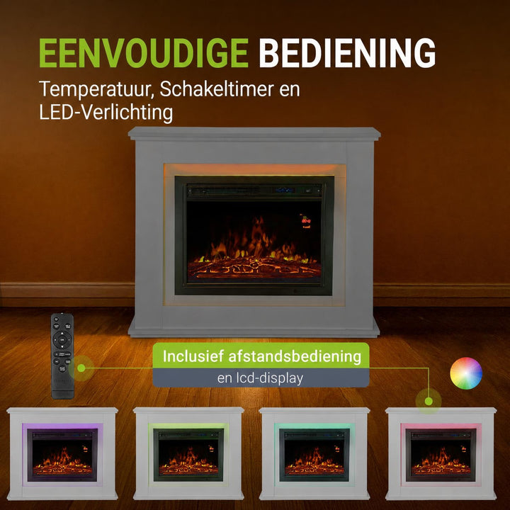 Elektrische haard met verwarming – vlameffect in meerdere standen