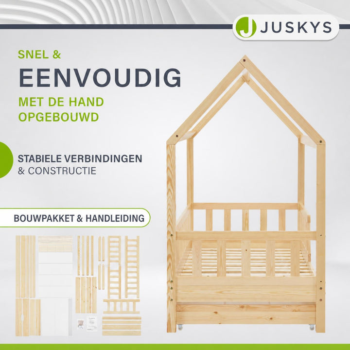 Kinderbed Marli 90x200 cm met bedlade – huisbed, wit