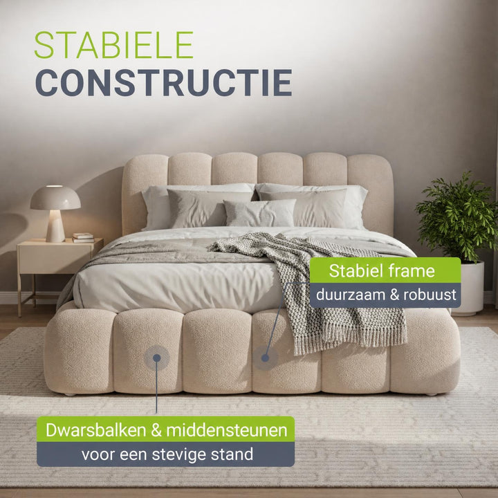 Gestoffeerd bed Catania 180x200 cm – bouclé met lattenbodem