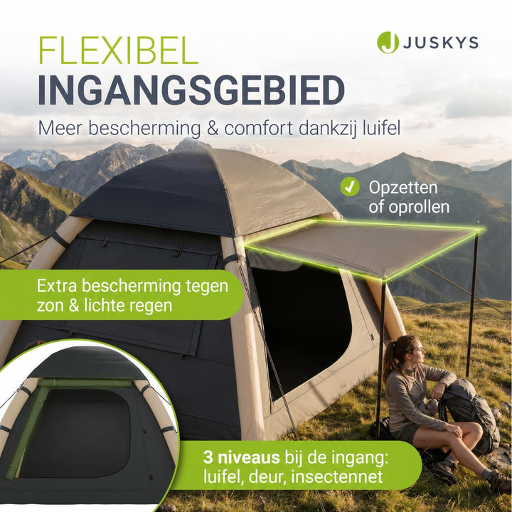 Opblaasbare tent EasyFlow – voor 1-4 personen, waterdicht