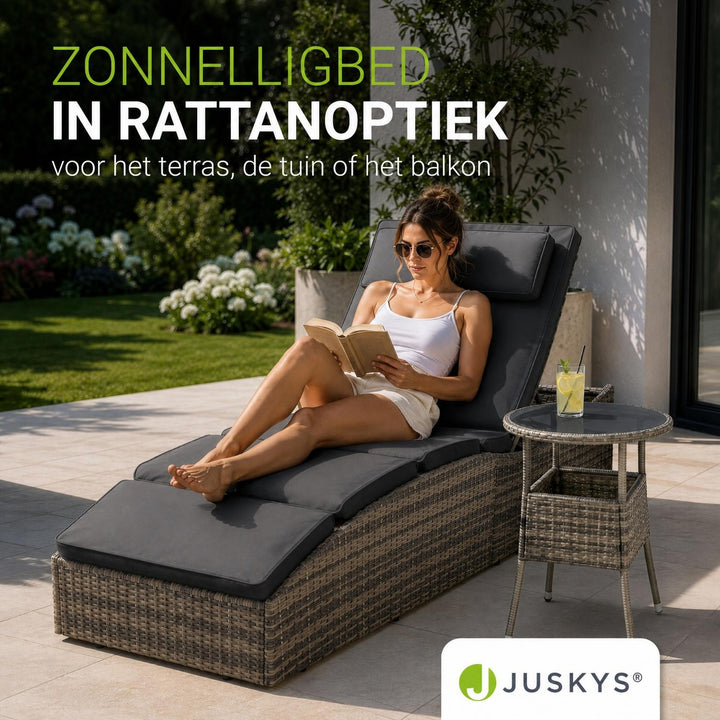 Ligbed Lamia – inklapbaar wicker, verstelbaar hoofdeind