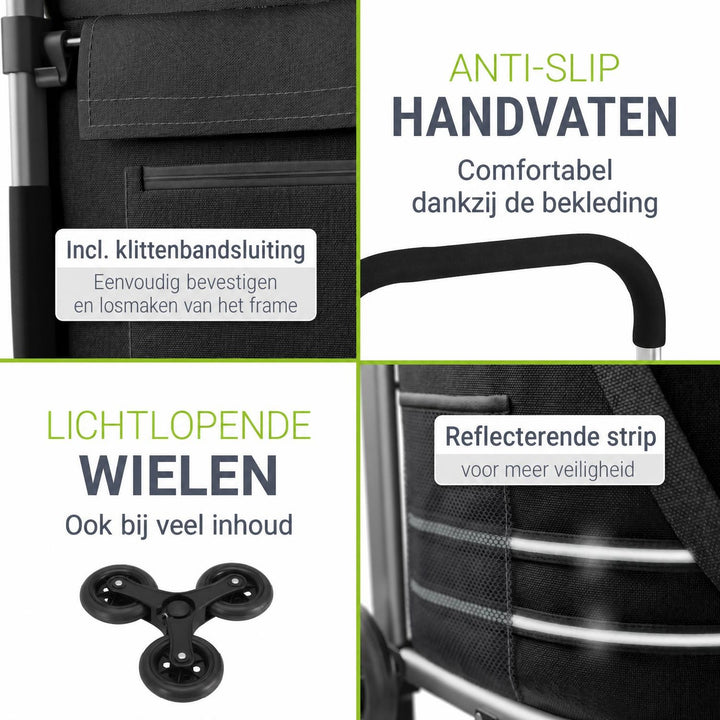 Boodschappentrolley met trapwielen – 56 liter, tot 30 kg