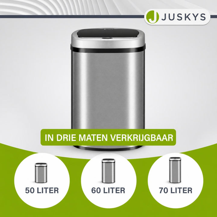 Sensor prullenbak 50 liter – rechthoekig, automatisch deksel