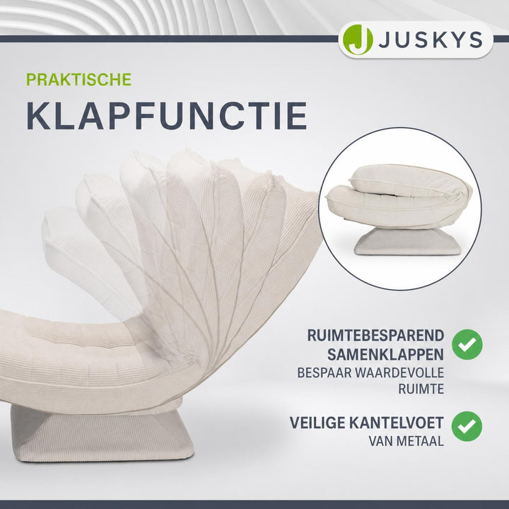Relaxfauteuil Korsika van ribstof – 360° draaibaar, beige