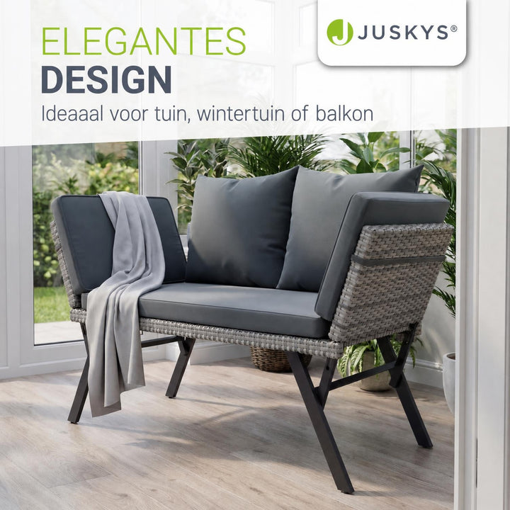 Wicker tuinbank Calvia – 2-in-1 bank en ligbed, 2-3 personen