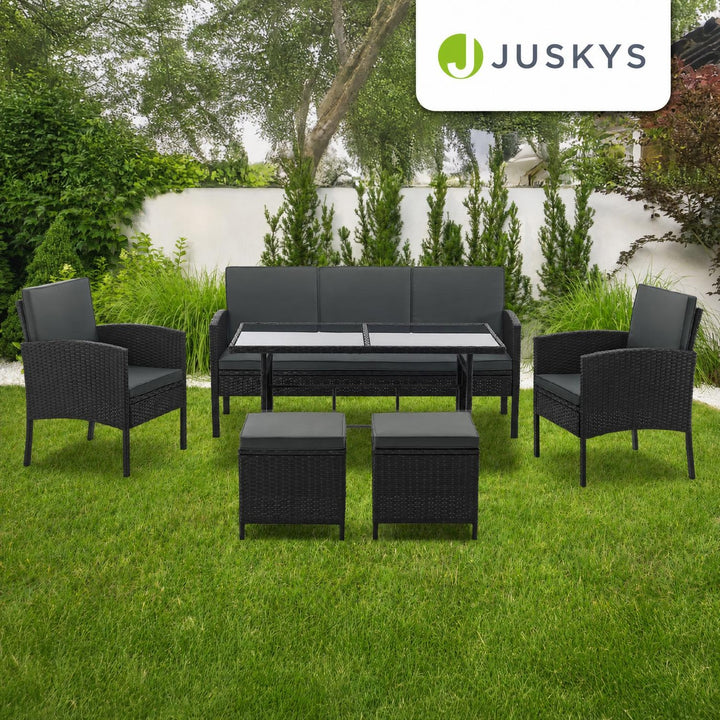 Wicker tuinset Turin – 6-delig voor 7 personen, incl. kussens