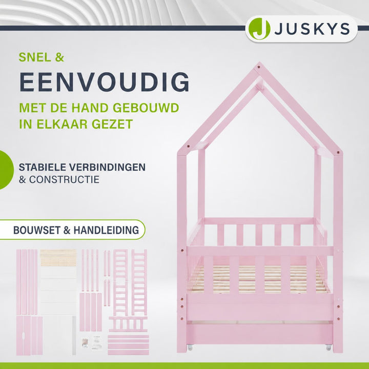 Kinderbed Marli 90x200 cm met bedlade – huisbed, wit