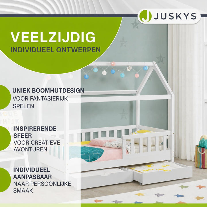 Kinderbed Marli 80x160 cm met bedlade – huisbed, wit