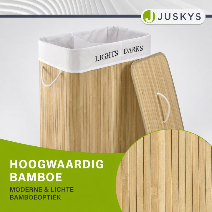 Bamboe wasmand Curly – 72 liter, met deksel en waszak