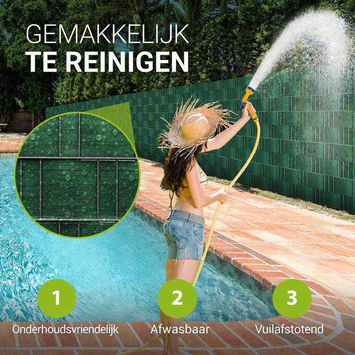Privacystroken van PVC – antraciet, incl. 30 clips