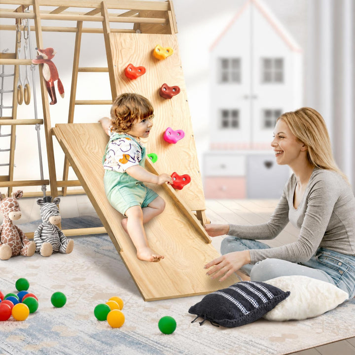 Indoor klimrek voor kinderen – met glijbaan, klimwand en ringen