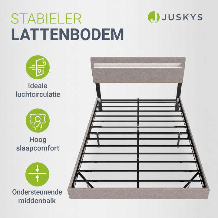 Zwevend bed Lissabon 140x200 cm – kunstleerlook met LED