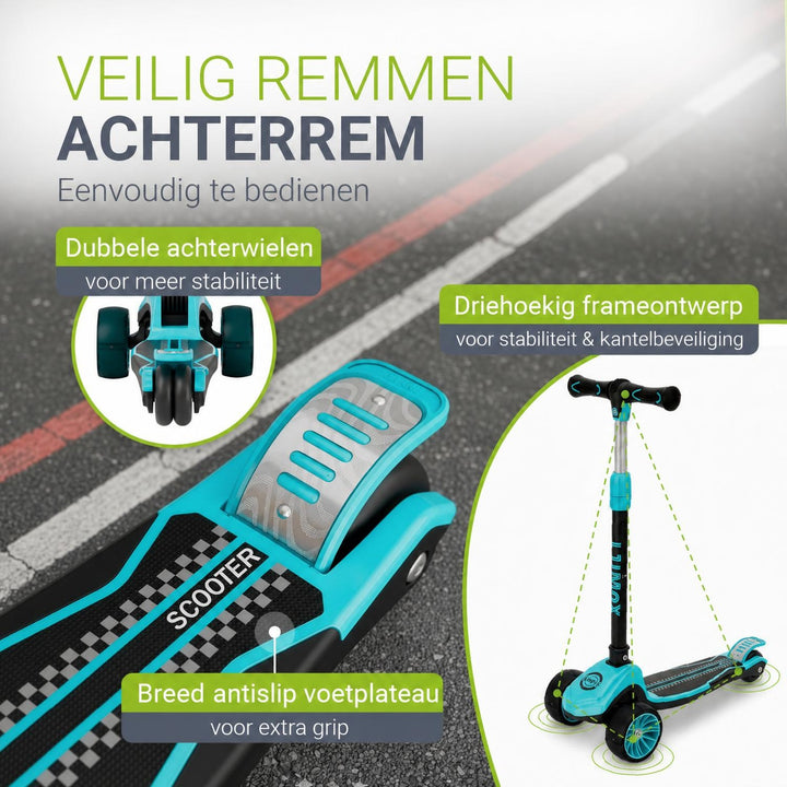 Kinderstep Lumox – LED-wielen, verstelbaar stuur, inklapbaar