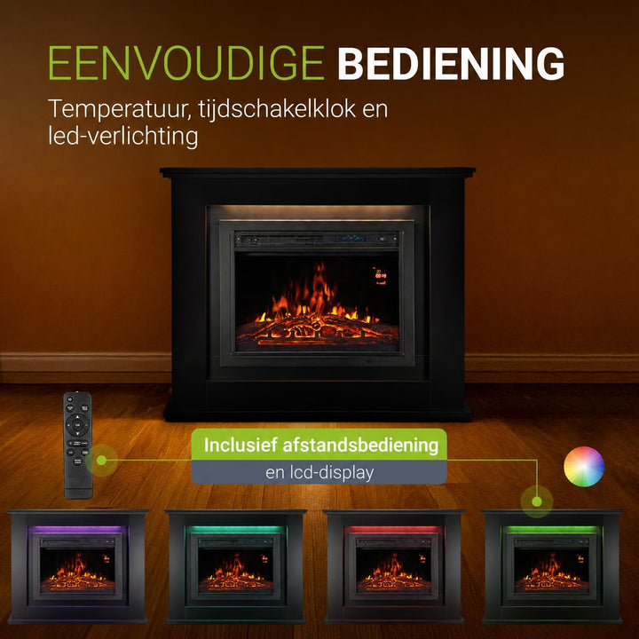 Elektrische haard met verwarming – vlameffect in meerdere standen