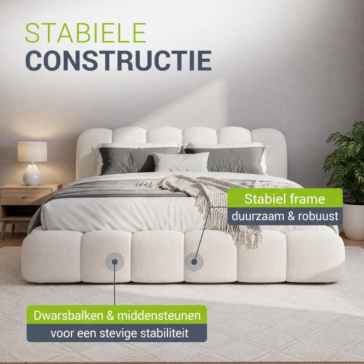 Gestoffeerd bed Catania 180x200 cm – bouclé met lattenbodem