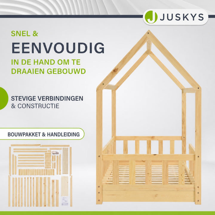 Kinderbed Marli 90x200 cm – huisbed met uitvalbeveiliging