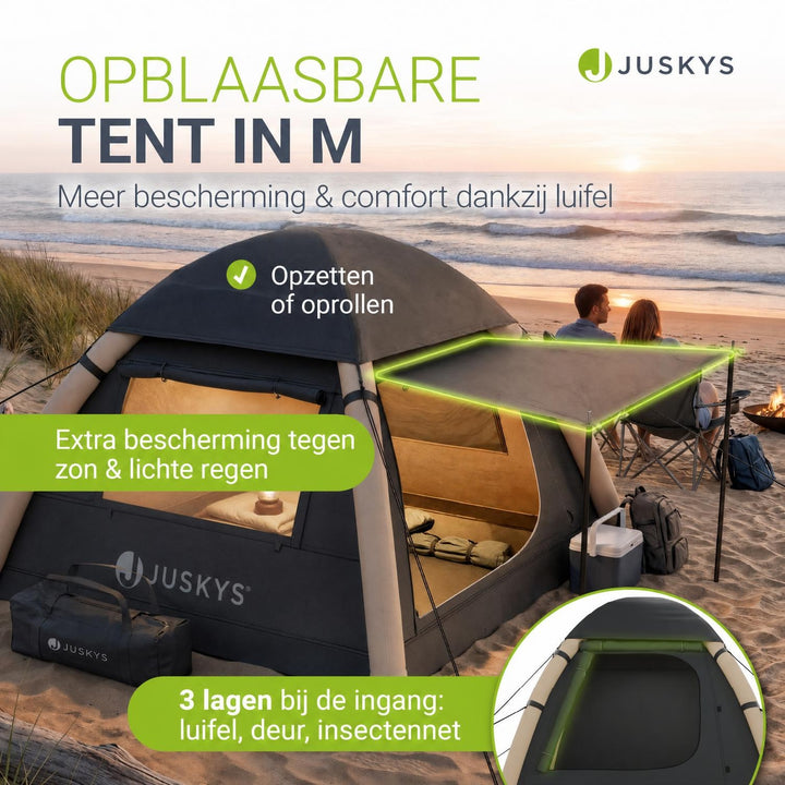 Opblaasbare tent EasyFlow – voor 1-4 personen, waterdicht