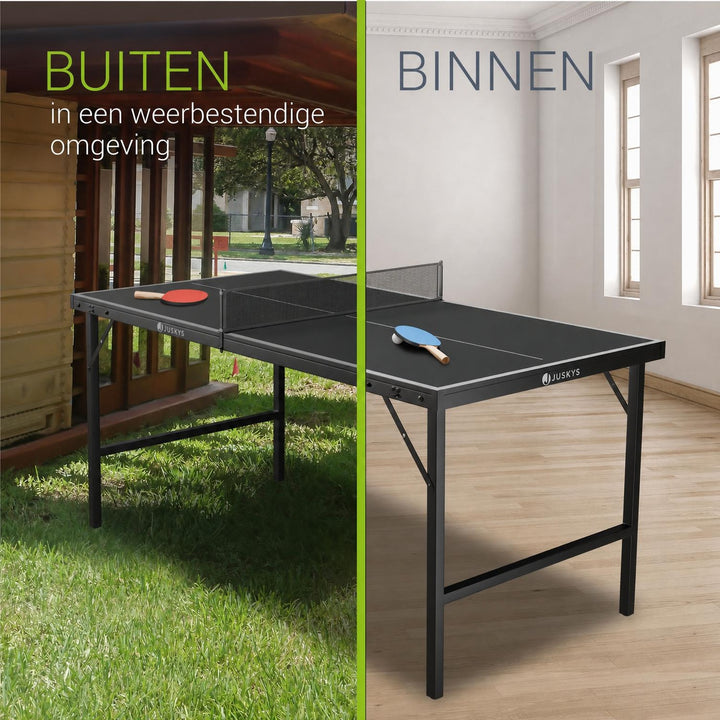 Mini tafeltennistafel Flexi – 152x71 cm, inklapbaar, met net