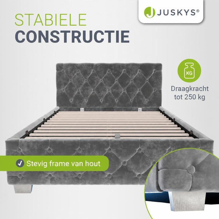 Gestoffeerd bed Nizza 120x200 cm – fluweel met LED en bedlade