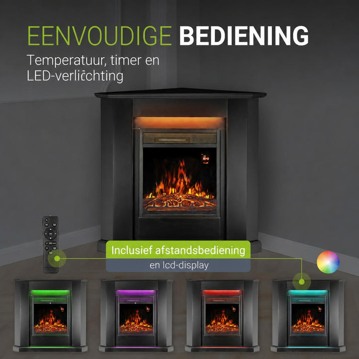 Elektrische haard met verwarming – vlameffect in meerdere standen