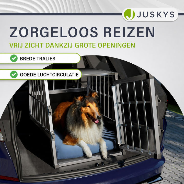 Hondenbench voor in de auto – aluminium, maat M met ventilatie