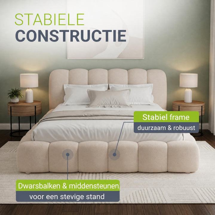 Gestoffeerd bed Catania 180x200 cm – bouclé met lattenbodem