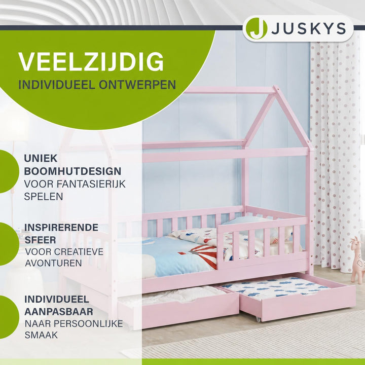 Kinderbed Marli 80x160 cm met bedlade – huisbed, wit