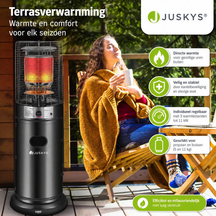 Gas terrasverwarmer Cuna – 11 kW, met kantelbeveiliging
