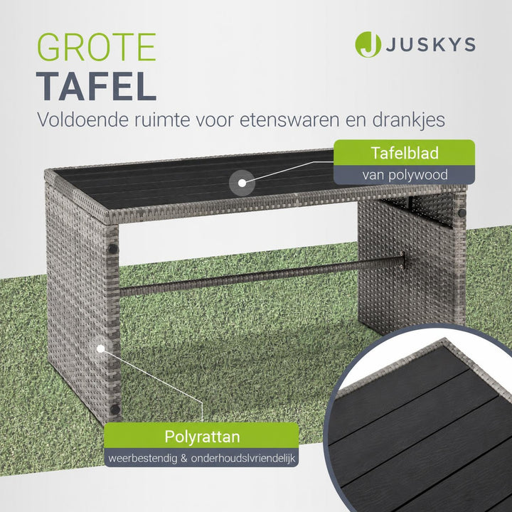 Wicker tuinset Jamaika 2-in-1 – voor 2 tot 4 personen, grijs