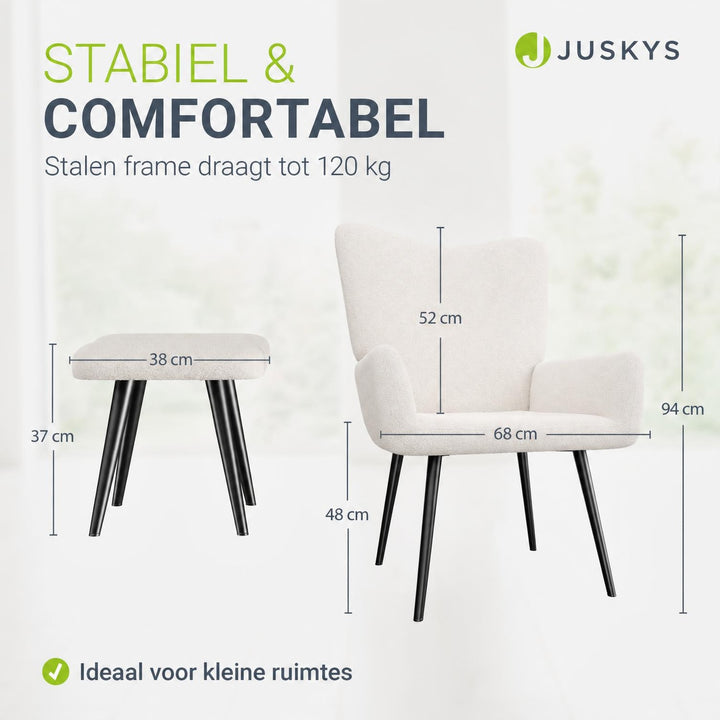 Oorfauteuil Odense – met of zonder voetenbank, tot 120 kg