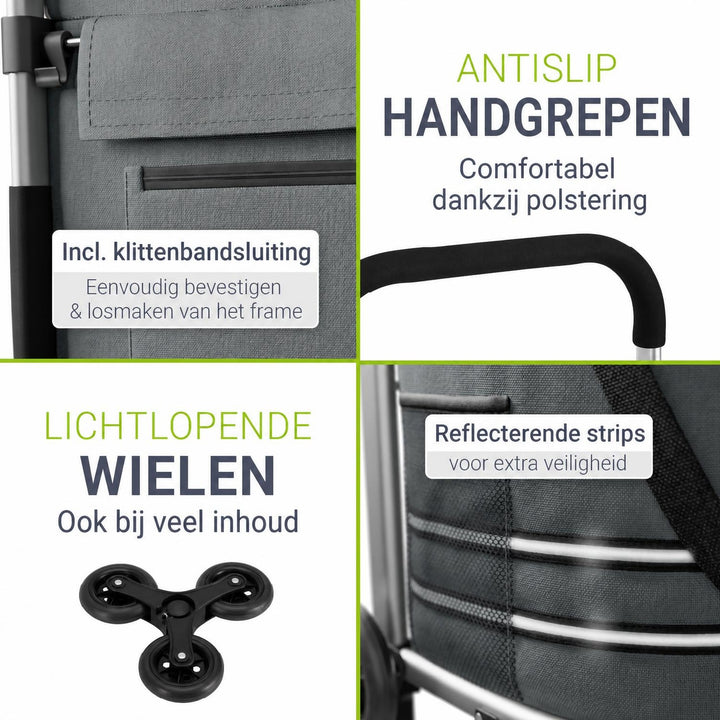Boodschappentrolley met trapwielen – 56 liter, tot 30 kg