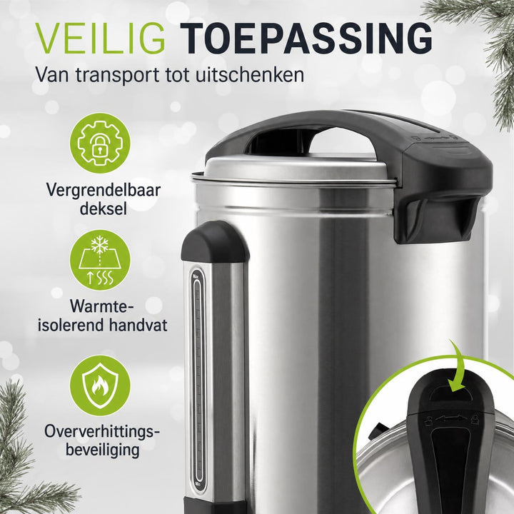 Glühweinketel Teramo – 7 of 10 liter, rvs, 30-110 °C