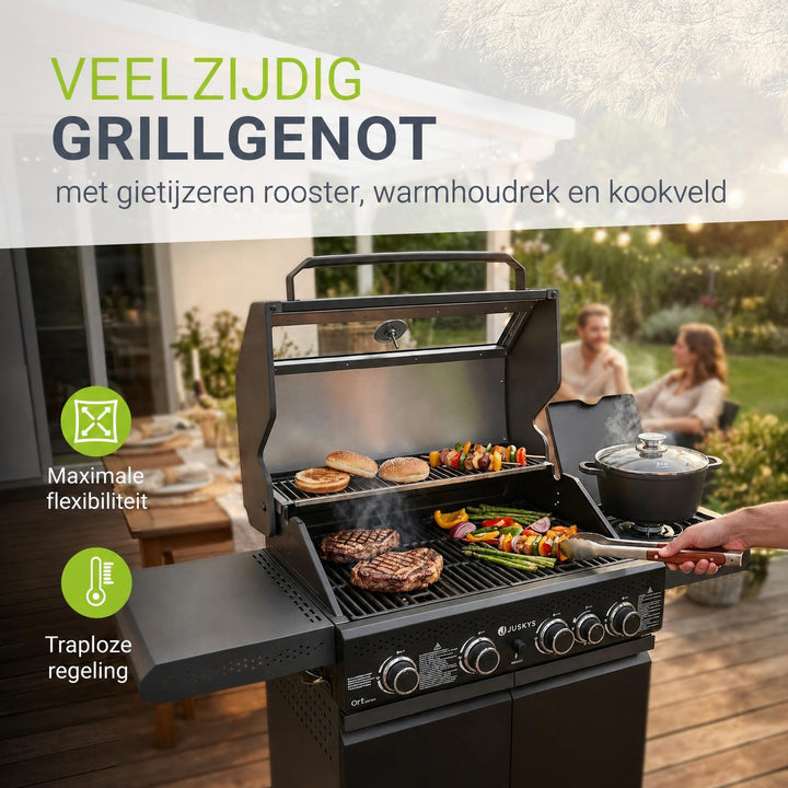 Gasbarbecue Savannah – 4 branders, zijbrander en zijtafels