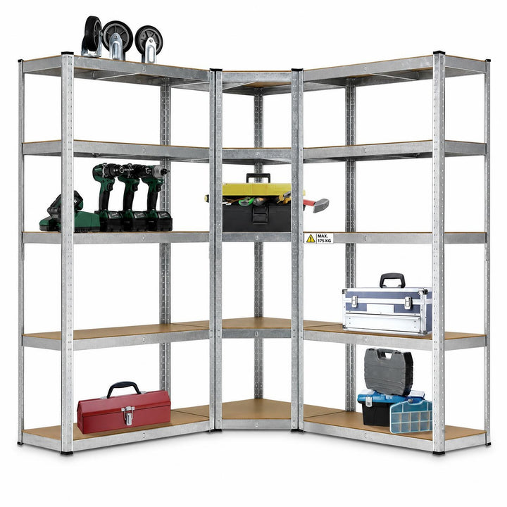 Metalen stellingkast set van 3 – Corner & 2x Basic, 15 planken