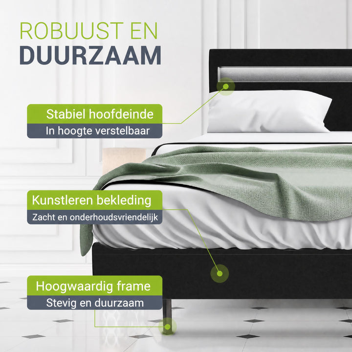 Zwevend bed Lissabon 140x200 cm – kunstleerlook met LED