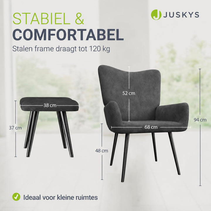 Oorfauteuil Odense – met of zonder voetenbank, tot 120 kg