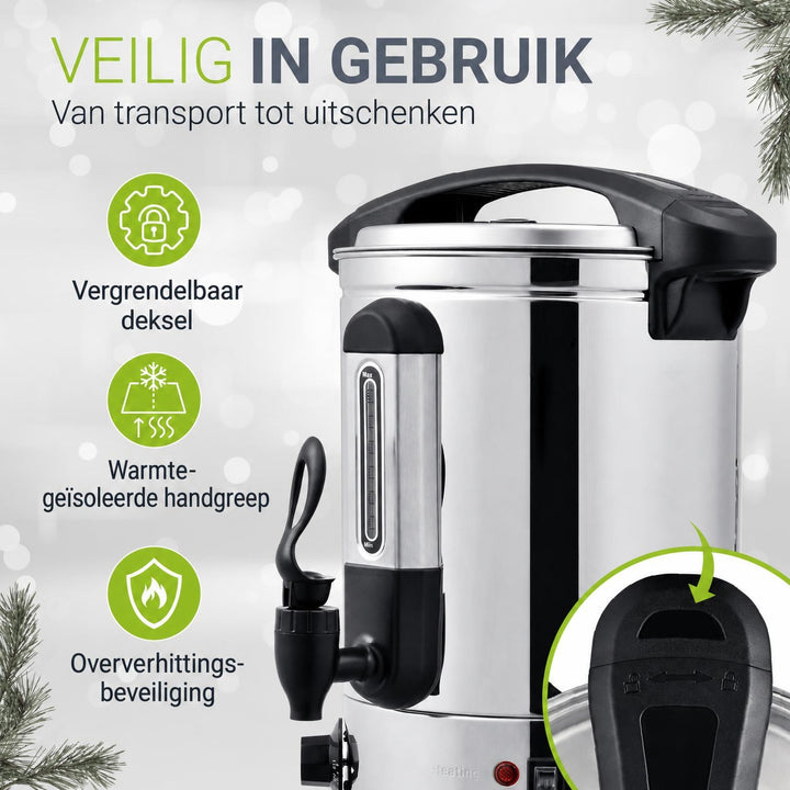 Glühweinketel Teramo – 7 of 10 liter, rvs, 30-110 °C