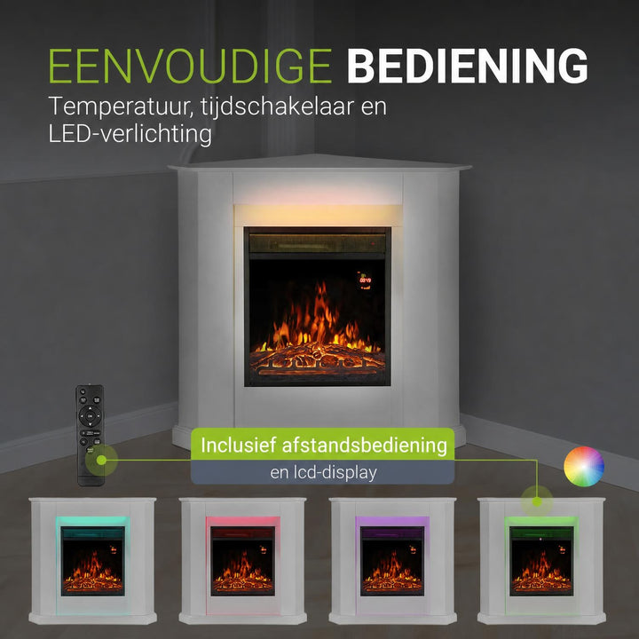 Elektrische haard met verwarming – vlameffect in meerdere standen