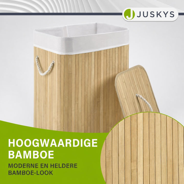 Bamboe wasmand Curly – 72 liter, met deksel en waszak