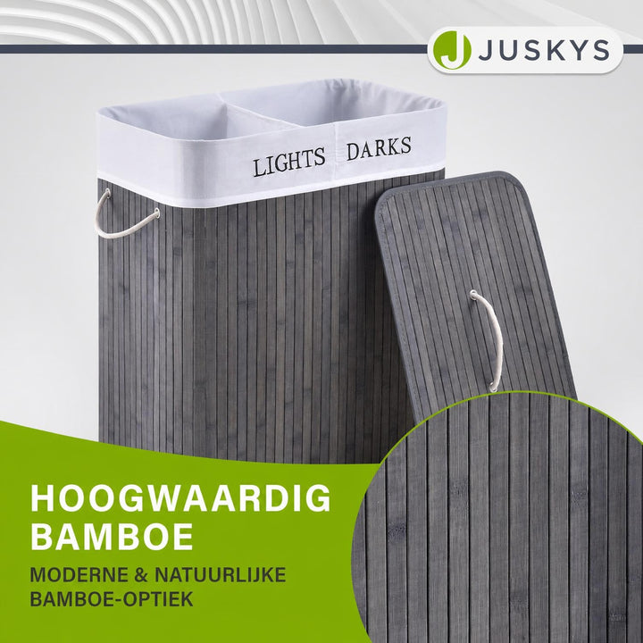 Bamboe wasmand Curly – 72 liter, met deksel en waszak