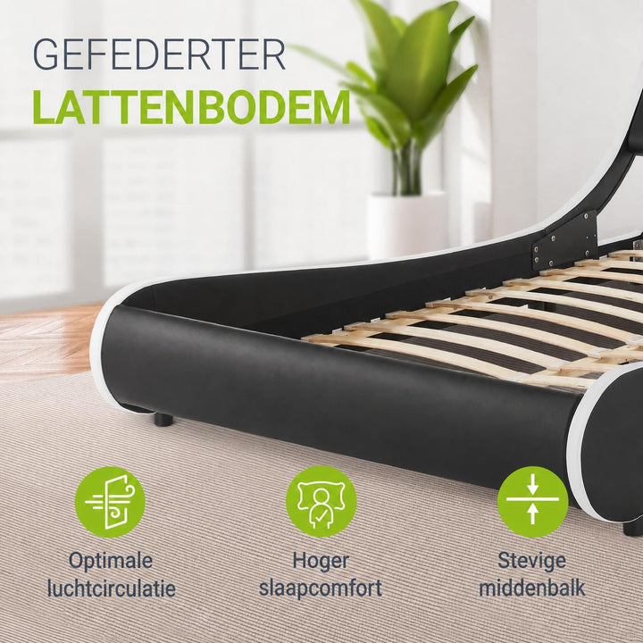 Gestoffeerd bed Valencia 140x200 cm – kunstleer met LED